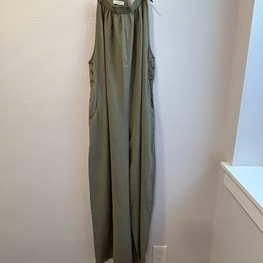 Kori Green Sleeveless Jumpsuit Loose Fit Large